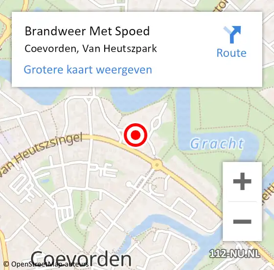 Locatie op kaart van de 112 melding: Brandweer Met Spoed Naar Coevorden, Van Heutszpark op 23 januari 2015 14:49