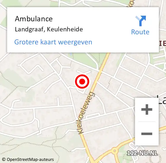 Locatie op kaart van de 112 melding: Ambulance Landgraaf, Keulenheide op 23 januari 2015 15:07