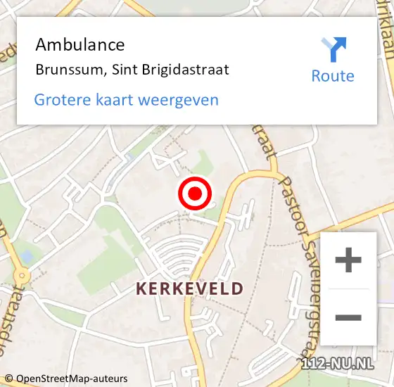 Locatie op kaart van de 112 melding: Ambulance Brunssum, Sint Brigidastraat op 23 januari 2015 15:30