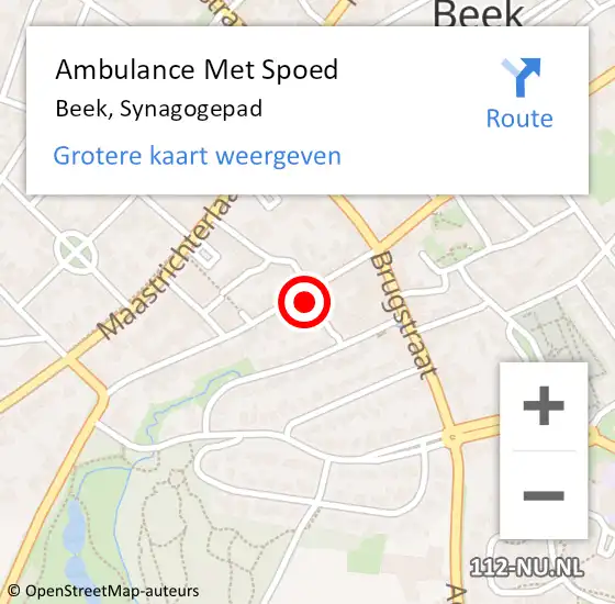 Locatie op kaart van de 112 melding: Ambulance Met Spoed Naar Beek, Synagogepad op 23 januari 2015 15:38