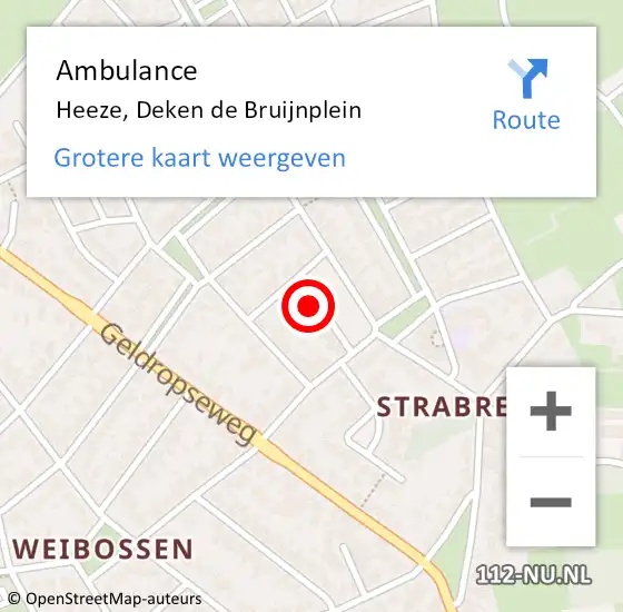 Locatie op kaart van de 112 melding: Ambulance Heeze, Deken de Bruijnplein op 23 januari 2015 15:42