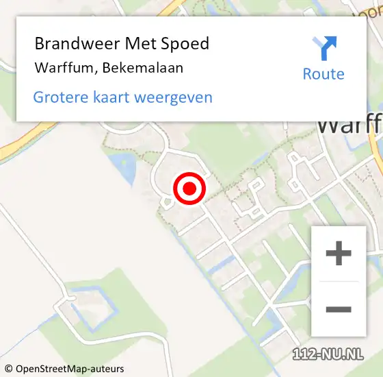 Locatie op kaart van de 112 melding: Brandweer Met Spoed Naar Warffum, Bekemalaan op 23 januari 2015 16:07