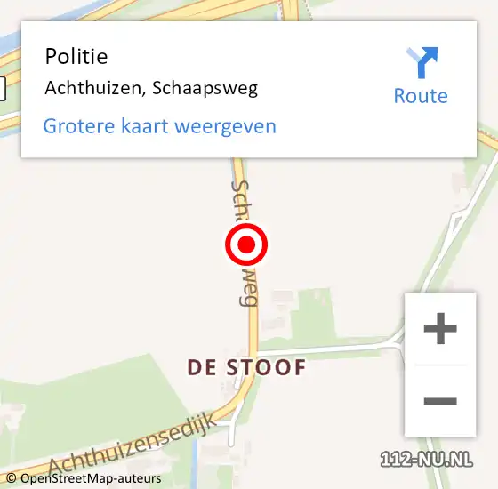 Locatie op kaart van de 112 melding: Politie Achthuizen, Schaapsweg op 23 januari 2015 16:09