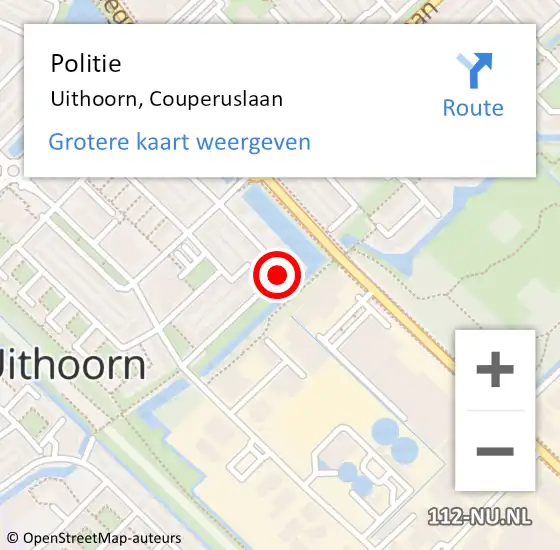 Locatie op kaart van de 112 melding: Politie Uithoorn, Couperuslaan op 23 januari 2015 16:15