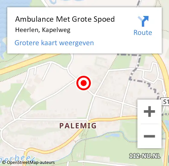 Locatie op kaart van de 112 melding: Ambulance Met Grote Spoed Naar Heerlen, Kapelweg op 23 januari 2015 16:27