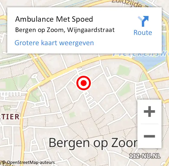 Locatie op kaart van de 112 melding: Ambulance Met Spoed Naar Bergen op Zoom, Wijngaardstraat op 23 januari 2015 16:33