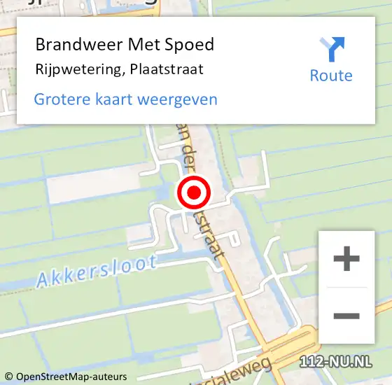 Locatie op kaart van de 112 melding: Brandweer Met Spoed Naar Rijpwetering, Plaatstraat op 28 oktober 2013 11:27