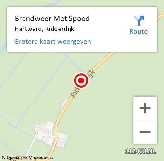 Locatie op kaart van de 112 melding: Brandweer Met Spoed Naar Hartwerd, Ridderdijk op 28 oktober 2013 11:28