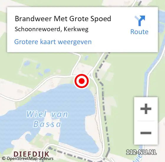 Locatie op kaart van de 112 melding: Brandweer Met Grote Spoed Naar Schoonrewoerd, Kerkweg op 23 januari 2015 17:05