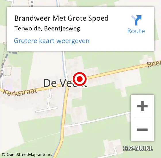 Locatie op kaart van de 112 melding: Brandweer Met Grote Spoed Naar Terwolde, Beentjesweg op 28 oktober 2013 11:28