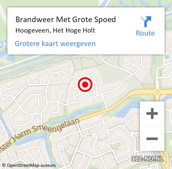 Locatie op kaart van de 112 melding: Brandweer Met Grote Spoed Naar Hoogeveen, Het Hoge Holt op 23 januari 2015 17:09