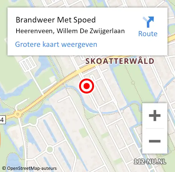 Locatie op kaart van de 112 melding: Brandweer Met Spoed Naar Heerenveen, Willem De Zwijgerlaan op 23 januari 2015 17:16