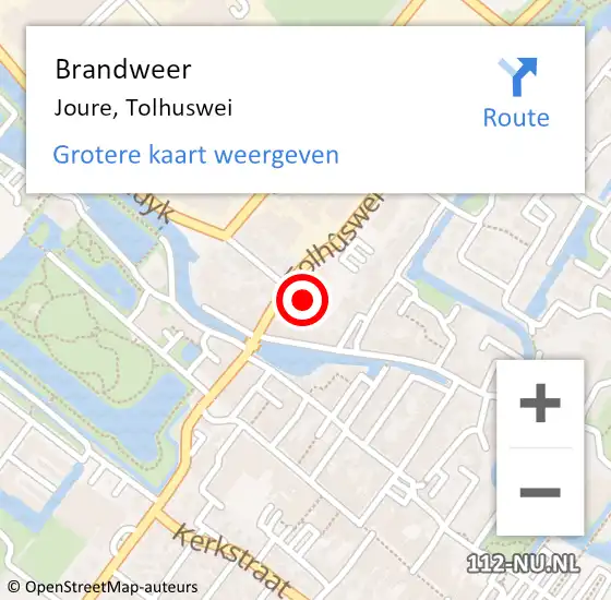 Locatie op kaart van de 112 melding: Brandweer Joure, Tolhuswei op 28 oktober 2013 11:29