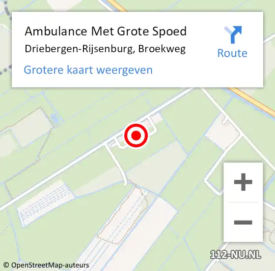 Locatie op kaart van de 112 melding: Ambulance Met Grote Spoed Naar Driebergen-Rijsenburg, Broekweg op 23 januari 2015 17:50