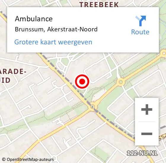 Locatie op kaart van de 112 melding: Ambulance Brunssum, Akerstraat-Noord op 23 januari 2015 18:06