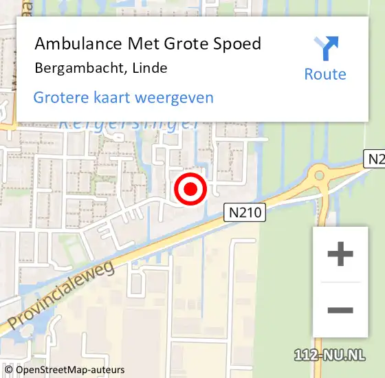 Locatie op kaart van de 112 melding: Ambulance Met Grote Spoed Naar Bergambacht, Linde op 23 januari 2015 18:48