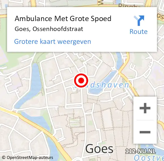 Locatie op kaart van de 112 melding: Ambulance Met Grote Spoed Naar Goes, Ossenhoofdstraat op 23 januari 2015 19:17