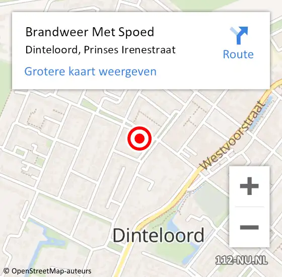 Locatie op kaart van de 112 melding: Brandweer Met Spoed Naar Dinteloord, Prinses Irenestraat op 23 januari 2015 19:21