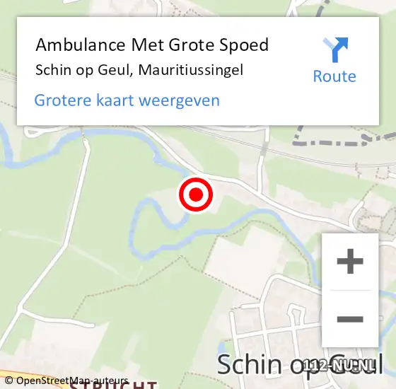 Locatie op kaart van de 112 melding: Ambulance Met Grote Spoed Naar Schin op Geul, Mauritiussingel op 23 januari 2015 19:23