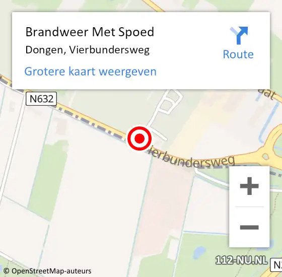 Locatie op kaart van de 112 melding: Brandweer Met Spoed Naar Dongen, Vierbundersweg op 28 oktober 2013 11:31