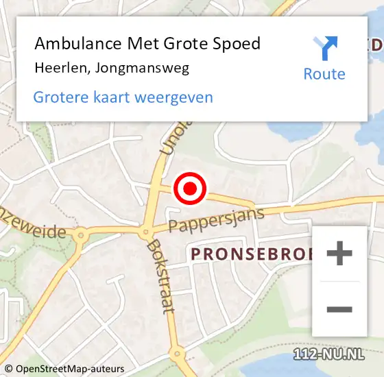 Locatie op kaart van de 112 melding: Ambulance Met Grote Spoed Naar Heerlen, Jongmansweg op 23 januari 2015 19:56