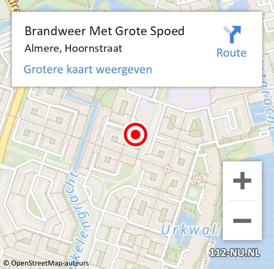 Locatie op kaart van de 112 melding: Brandweer Met Grote Spoed Naar Almere, Hoornstraat op 23 januari 2015 20:22