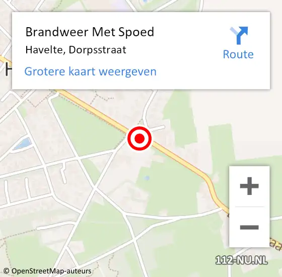 Locatie op kaart van de 112 melding: Brandweer Met Spoed Naar Havelte, Dorpsstraat op 28 oktober 2013 11:33