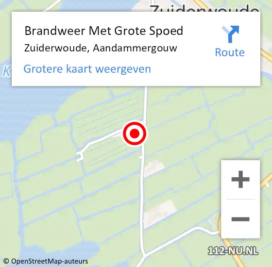 Locatie op kaart van de 112 melding: Brandweer Met Grote Spoed Naar Zuiderwoude, Aandammergouw op 28 oktober 2013 11:33