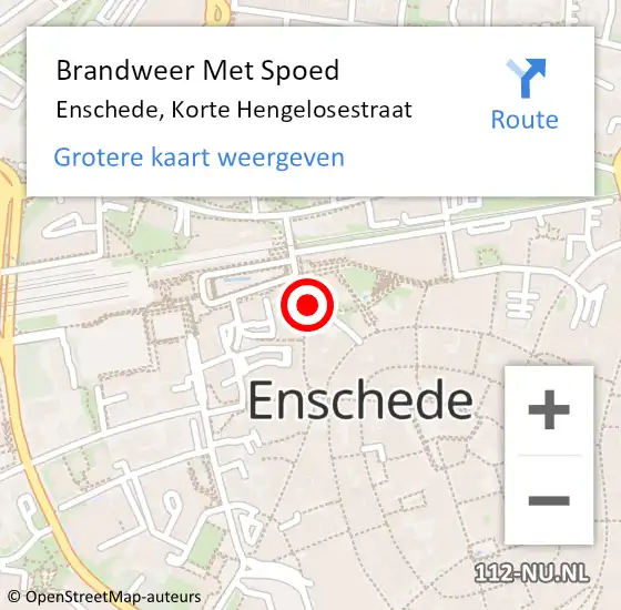 Locatie op kaart van de 112 melding: Brandweer Met Spoed Naar Enschede, Korte Hengelosestraat op 23 januari 2015 21:31