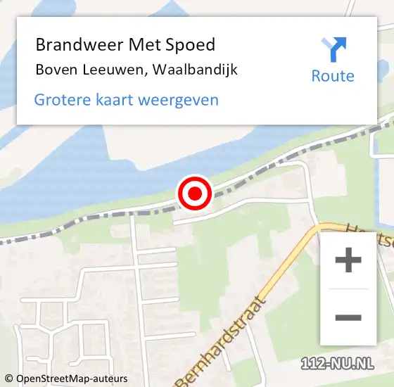 Locatie op kaart van de 112 melding: Brandweer Met Spoed Naar Boven Leeuwen, Waalbandijk op 23 januari 2015 21:39