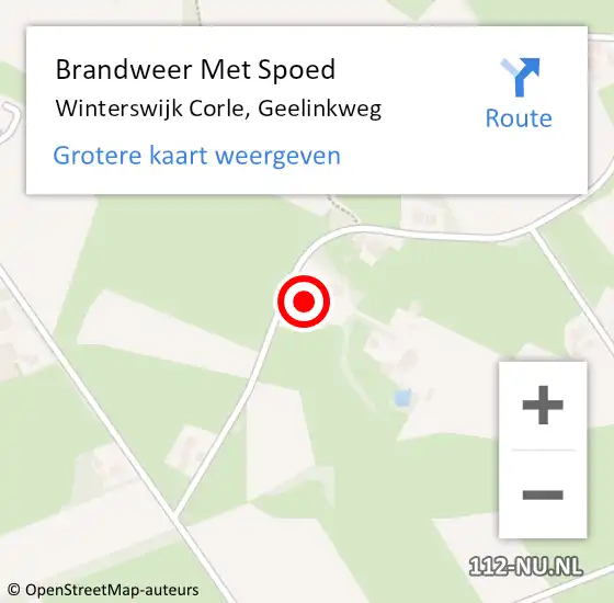 Locatie op kaart van de 112 melding: Brandweer Met Spoed Naar Winterswijk Corle, Geelinkweg op 23 januari 2015 21:41