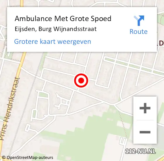 Locatie op kaart van de 112 melding: Ambulance Met Grote Spoed Naar Eijsden, Burg Wijnandsstraat op 23 januari 2015 21:45