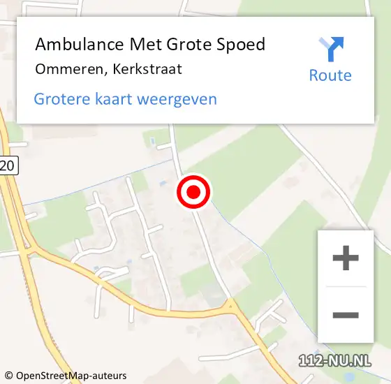 Locatie op kaart van de 112 melding: Ambulance Met Grote Spoed Naar Ommeren, Kerkstraat op 23 januari 2015 22:05