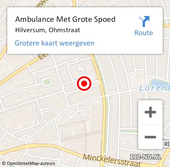 Locatie op kaart van de 112 melding: Ambulance Met Grote Spoed Naar Hilversum, Ohmstraat op 23 januari 2015 22:09