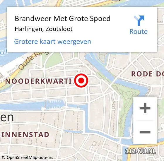 Locatie op kaart van de 112 melding: Brandweer Met Grote Spoed Naar Harlingen, Zoutsloot op 23 januari 2015 22:11