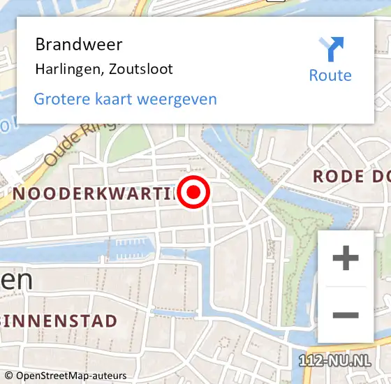 Locatie op kaart van de 112 melding: Brandweer Harlingen, Zoutsloot op 23 januari 2015 22:16