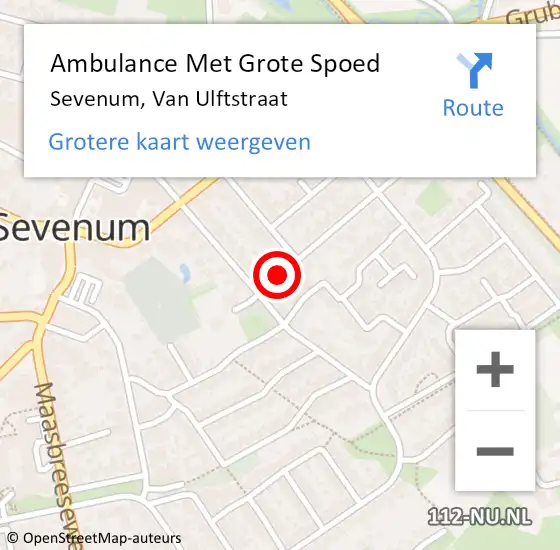 Locatie op kaart van de 112 melding: Ambulance Met Grote Spoed Naar Sevenum, Van Ulftstraat op 23 januari 2015 23:07