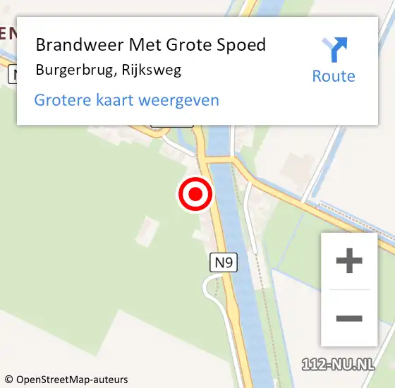 Locatie op kaart van de 112 melding: Brandweer Met Grote Spoed Naar Burgerbrug, Rijksweg op 28 oktober 2013 11:35