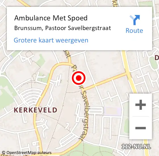 Locatie op kaart van de 112 melding: Ambulance Met Spoed Naar Brunssum, Pastoor Savelbergstraat op 23 januari 2015 23:44