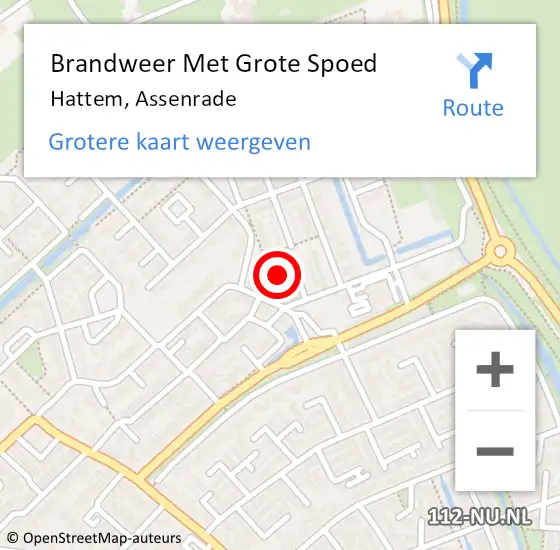 Locatie op kaart van de 112 melding: Brandweer Met Grote Spoed Naar Hattem, Assenrade op 24 januari 2015 01:54