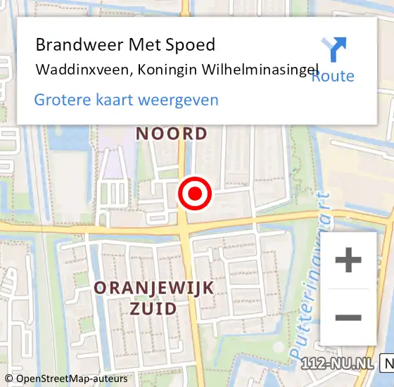 Locatie op kaart van de 112 melding: Brandweer Met Spoed Naar Waddinxveen, Koningin Wilhelminasingel op 28 oktober 2013 11:36