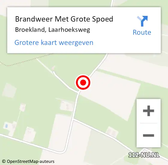 Locatie op kaart van de 112 melding: Brandweer Met Grote Spoed Naar Broekland, Laarhoeksweg op 24 januari 2015 02:23