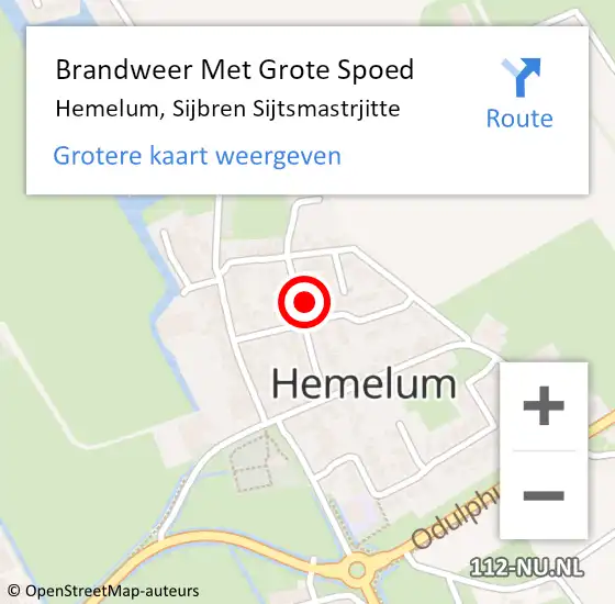 Locatie op kaart van de 112 melding: Brandweer Met Grote Spoed Naar Hemelum, Sijbren Sijtsmastrjitte op 28 oktober 2013 11:38