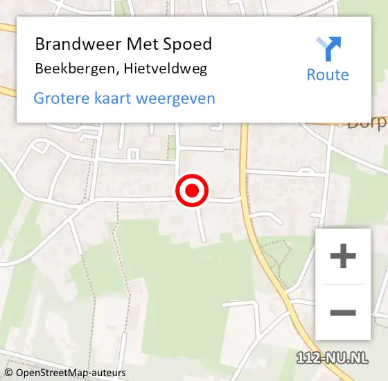 Locatie op kaart van de 112 melding: Brandweer Met Spoed Naar Beekbergen, Hietveldweg op 28 oktober 2013 11:38