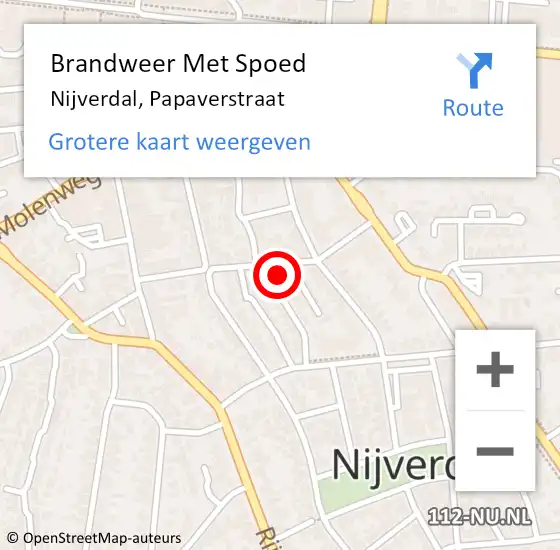 Locatie op kaart van de 112 melding: Brandweer Met Spoed Naar Nijverdal, Papaverstraat op 28 oktober 2013 11:38