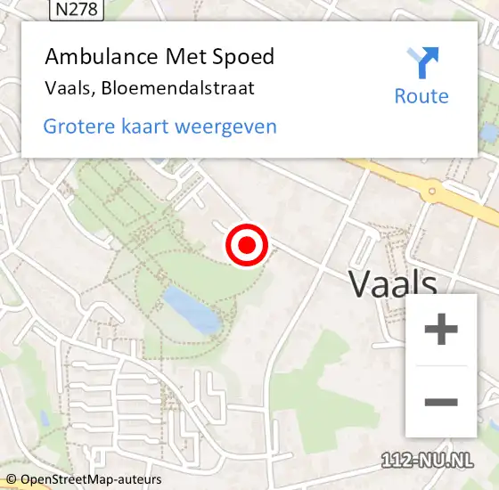 Locatie op kaart van de 112 melding: Ambulance Met Spoed Naar Vaals, Bloemendalstraat op 24 januari 2015 06:57