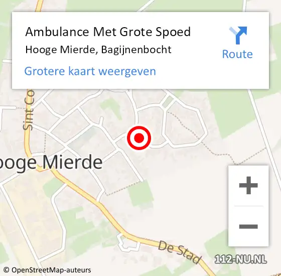 Locatie op kaart van de 112 melding: Ambulance Met Grote Spoed Naar Hooge Mierde, Bagijnenbocht op 24 januari 2015 07:15