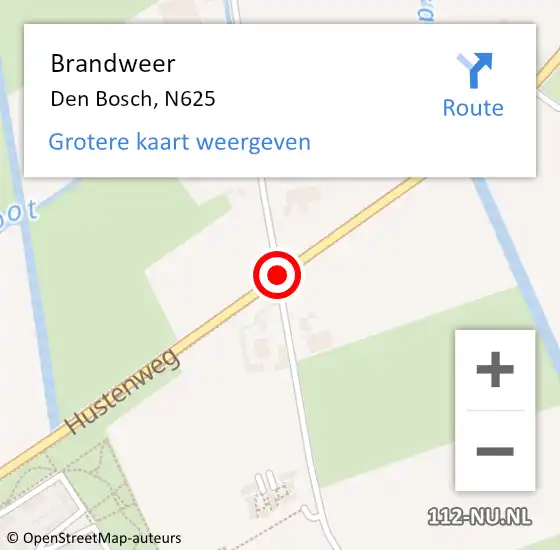 Locatie op kaart van de 112 melding: Brandweer Rosmalen, N625 op 24 januari 2015 07:25