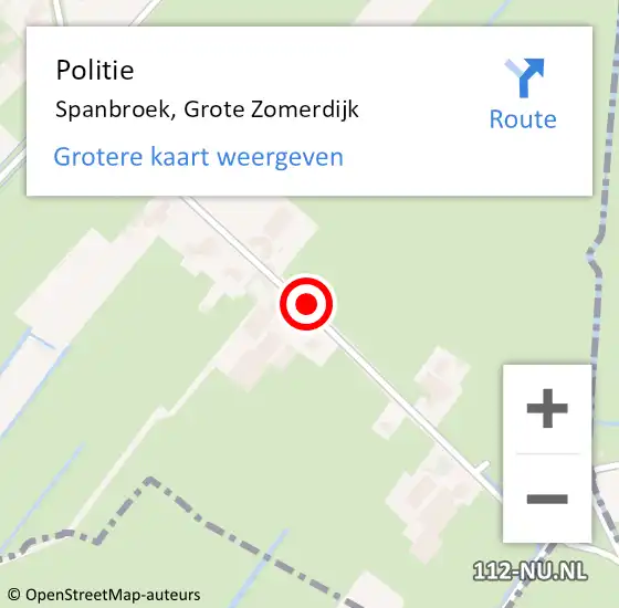 Locatie op kaart van de 112 melding: Politie Spanbroek, Grote Zomerdijk op 24 januari 2015 07:49