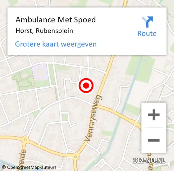 Locatie op kaart van de 112 melding: Ambulance Met Spoed Naar Horst, Rubensplein op 24 januari 2015 07:58